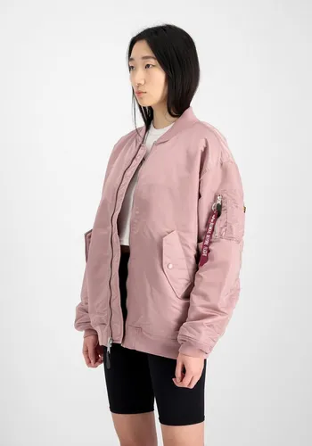 Alpha Industries MA-1 Core Bomberjacke für Damen - Funktionsjacke in stylish silber pink, aus wasserabweisendem Flight-Nylon mit übergroßer Passform – ideal für den Alltag.
