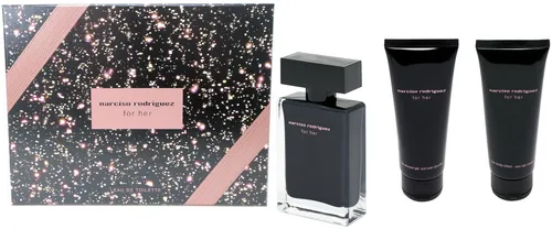 Narciso Rodriguez for her Duftset 50ml – EdT, Body Lotion & Shower Gel - Parfum Set Damen mit Eau de Toilette, Body Lotion und Shower Gel. Perfektes Weihnachtsgeschenk für Frauen, das sinnliche Moschusnoten und natürliche Inhaltsstoffe vereint.