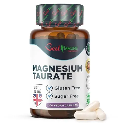 Produktbild Natürliches Magnesiumtaurat 500mg Premium Qualität ideale Stärke 100 Vegane Kapseln Höchste Bioverfügbarkeit