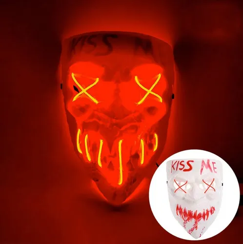 TK Gruppe Verkleidungsmaske LED Horror Maske inspiriert von Purge – mit 3 Leuchtmodi, (Packung), Steubar - drei Lichteffekten