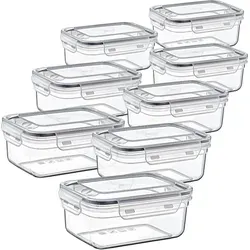 Centi Frischhaltedose Bremen 1 L – 8er Set mit Clipverschluss - Praktisches und platzsparendes 8er Set Frischhaltedosen aus lebensmittelechtem Kunststoff. Ideal für die Aufbewahrung und den Transport von Mahlzeiten – spülmaschinenfest und vielseitig einsetzbar.