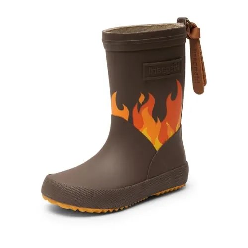 bisgaard Unisex Kinder Fashion II Rain Boot - Brown Flames, 25 EU - Gummistiefel aus wasserdichtem Naturkautschuk mit atmungsaktivem Baumwollfutter für optimalen Komfort und Schutz an regnerischen Tagen.
