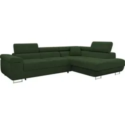 Mirjan24 Ecksofa Torezio Cord mit Bettkasten - Ecksofa mit Schlaffunktion und Bettkasten, ideal für Wohnzimmer, bietet viel Platz und Komfort mit einstellbaren Kopfstützen und freistehendem Design.