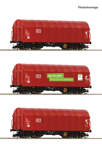 Roco 6680012 3-tlg Set Schiebeplanenwagen DB AG 1:120 Spur TT