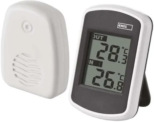 EMOS E0042 Thermometer, digital und drahtlos - Drahtloses Thermometer mit 100 m Reichweite für präzise Außen- und Innentemperaturmessung, ideal für Ihr Smart Home.