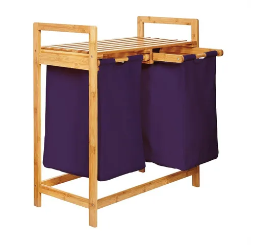 Lumaland Wäschekorb aus Bambus mit 2 Wäschesäcken - Wäschekörbe, stilvoller Bambuskorb mit 2 abnehmbaren Wäschesäcken für einfache Reinigung und flexiblen Einsatz.