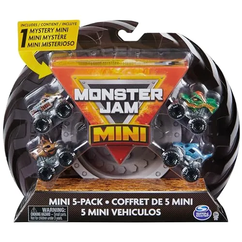 Monster Jam 5er-Pack Monster Truck, offizielle Packung mit 5 Mini-Spielzeugautos, Maßstab 1:87-6066965, Spielzeug für Kinder ab 3 Jahren