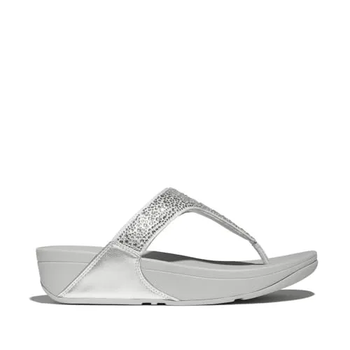 Fitflop Damen Lulu Crystal-Mix Toe-Post Sandale, Silber, 40 EU - Wanderschuhe mit ergonomischer Microwobbleboard-Zwischensohle für optimale Dämpfung und Fußgewölbeunterstützung, perfekt für Alltag und Freizeit.