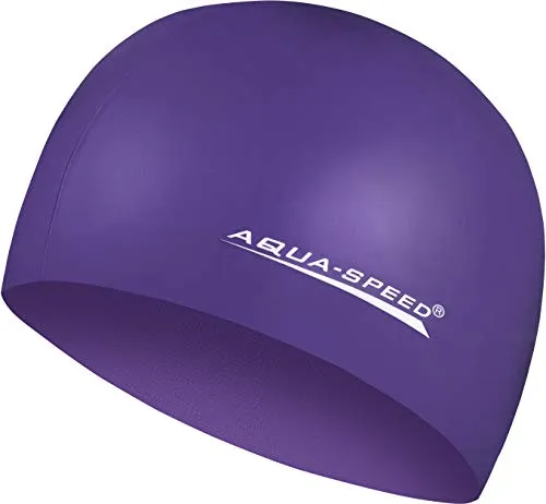 Aqua Speed MEGA Badekappe für Damen | Bademütze | Badehaube | wasserdichte Schwimmhaube | Badehüte für Erwachsene | Silikonbadekappe | Lila 09