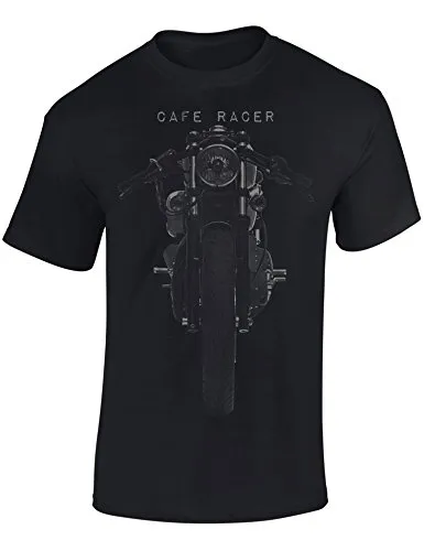 Baddery Biker T-Shirt Herren : Cafe Racer - Motorrad Geschenke für Männer Tshirt - Motorradfahrer T Shirt - Motorradbekleidung Zubehör (Schwarz M)