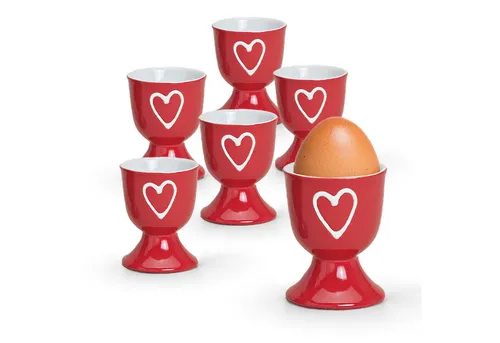 matches21 HOME & HOBBY Eierbecher, (6-tlg), Runde Keramik Ei-Halter als lustige Frühstücks-Eier Tisch-Deko