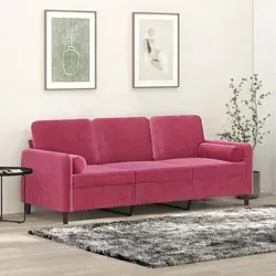 vidaXL 3-Sitzer-Sofa mit Zierkissen Weinrot von vidaXL