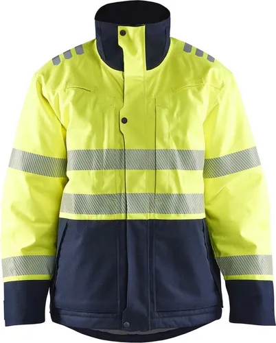 Multinorm Winterjacke 4517 - Blakläder High Vis Gelb/Marineblau 4XL - Funktionsjacke für Herren mit flammhemmenden Eigenschaften, wasserabweisend und winddicht. Ideal für extreme Arbeitsbedingungen mit hoher Sichtbarkeit durch reflektierende Details.