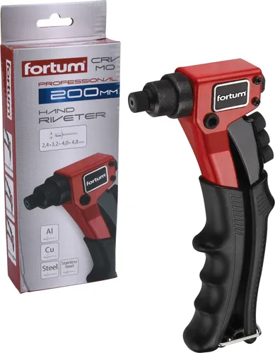 Fortum Nietenzange für Blindnieten (2,4/3,2/4,0/4,8mm), Zangenlänge 200mm, kraftvoll, Anti-Rutsch Griff, Profi Pop-Nietzange auch für enge Bedingungen