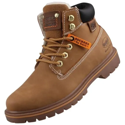 Dockers by Gerli Damenschuhe Schnürstiefel Beige - Wanderschuhe mit warmem Futter und dämpfender Sohle für optimalen Tragekomfort und rutschfesten Halt, ideal für kalte Tage.