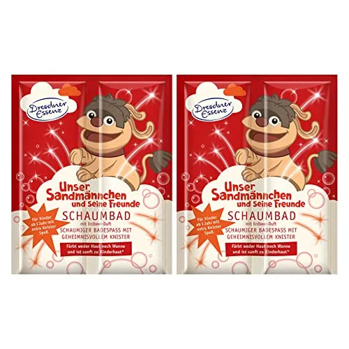 2er Pack Dresdner Essenz Pflegebad Sandmännchen Erdbeer-Duft 2 x 45 g Badezusatz vegan