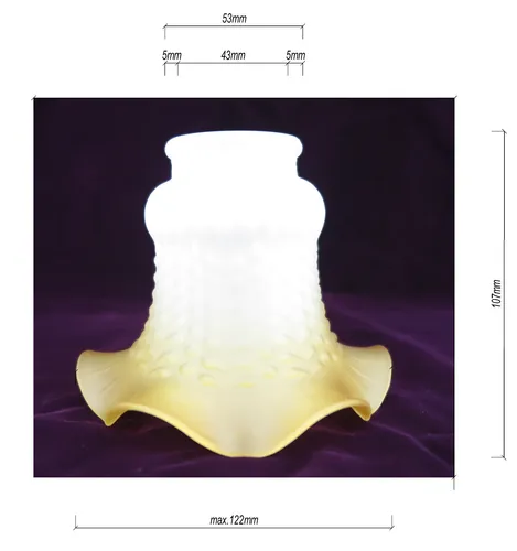 Lampenschirm Glas matt Rand Gelb Braun Antik Stil RETRO Glasschirm Blüte NEU