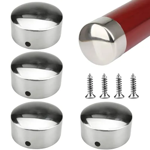 Endkappen für Handlauf, 44.6 mm, runde Edelstahl-Handlauf-Endkappen (2 Paar), mit 4 Edelstahlschrauben