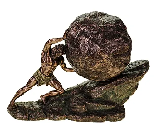 Veronese Figur Sisyphos und der ewige Fels 29 cm - Sammlerfigur aus hochwertigem Polyresin mit echtem Bronzeüberzug, detailreich und handcoloriert - ein beeindruckendes Kunstwerk der griechischen Mythologie.