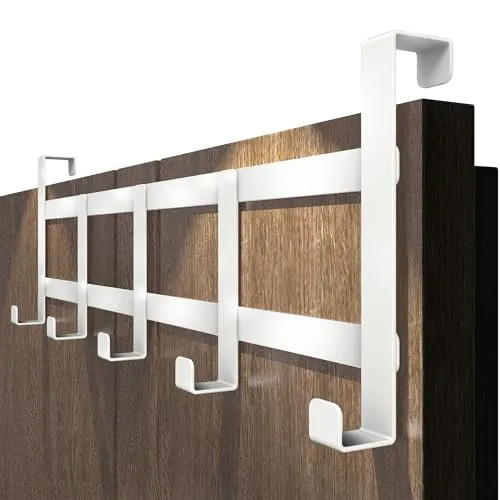 Menz Türgarderobe zum Einhängen - Weiße Türhaken für ganze Wohnung, universell verwendbare Kleiderhaken Tür, formstabile Türhakenleiste, platzsparende Haken zum Einhängen