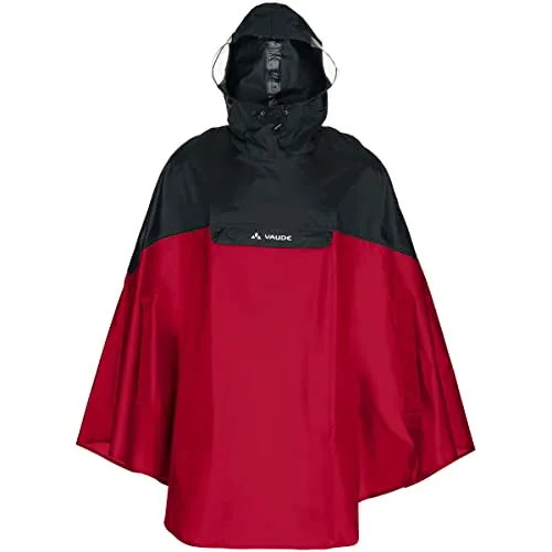 VAUDE Herren Covero II Poncho - Indian Red, XL EU - Fahrradbekleidung: Wasserdichter und windabweisender Regenponcho mit großzügigen Sichtfenstern in der Kapuze für optimalen Schutz und Sicht.