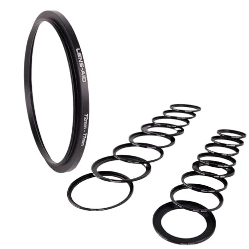 Lens-Aid Objektivring Step-Up Ring Filter-Adapter Objektiv 62mm > Filter 77mm (62-77mm), flache Bauform, für DSLR, Systemkameras, Spiegelreflexkameras