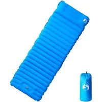 vidaXL Selbstaufblasende Isomatte mit Kissen in Blau - Isomatte für Camping und Outdoor, mit integrierter Fußpumpe für schnelles Aufblasen in 90-120 Sekunden und 10 cm dickem Komfort für besten Schlaf.