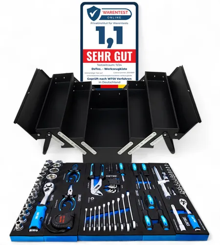 Werkzeugkiste schwarz gefüllt Werkzeugkoffer Metall Werkzeugkasten Kiste Kasten