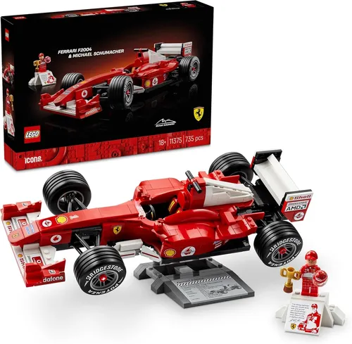 LEGO® Icons 11375 Ferrari F2004 - Michael Schumacher - Entdecken Sie das LEGO Set 11375 mit dem ikonischen Ferrari F2004 und einer Minifigur von Michael Schumacher. Perfekt für Sammler und Fans des Motorsports.