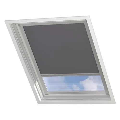Radeco® Dachfenster verdunkelungsrollo für Velux CK02 hellgrau mit Führungsschiene, Rollo für dachfenster, velux dachfenster Rollo, verdunklungsrollo für velux