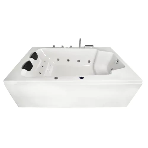 Basera® BASIC Indoor Whirlpool Badewanne XXL Milos - Entspannung für 2 Personen - Indoor-Whirlpool mit 16 integrierten Massagedüsen, digitaler Steuerung und Licht-Effekten für ein luxuriöses Badeerlebnis. Made in Germany, ideal für Ihr Badezimmer.