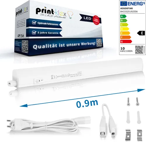 LED Unterbauleuchte 90cm 1000 LM Lichtleiste 10W 3000K-Warmweiß 230V Küchen Schrank Leuchte