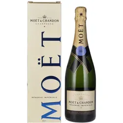 Moët & Chandon Champagne RÉSERVE IMPÉRIALE Brut 0,75l Geschenkbox - Exklusiver Champagner mit 40% Pinot Noir, 30% Chardonnay und 30% Pinot Meunier, ideal zu Meeresfrüchten und Fischgerichten.