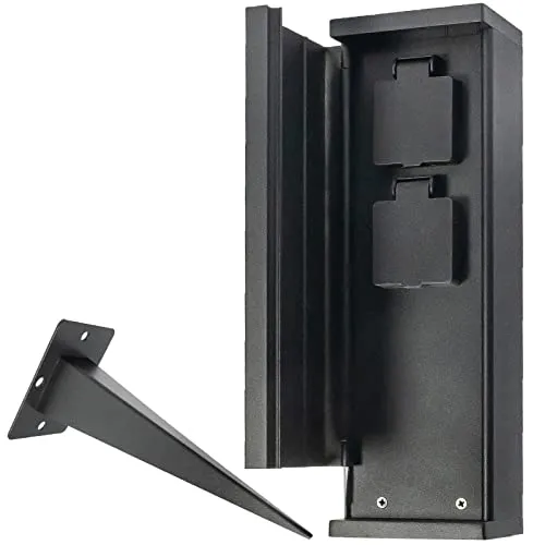 Grafner Edelstahl Gartensteckdose mit Erdspieß, 2 Steckdosen, 3600 Watt, IP44 - Steckdosen & Zubehör – Wetterfeste Energiesäule mit 2 Steckdosen für Gartenbeleuchtung und Geräte, praktische Tür für ansprechendes Design.