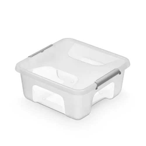 Kreher® Aufbewahrungsbox Transportbox Kleiderbox Kunststoffbox mit Deckel, Stapelbar, lebensmittelecht und BPA-frei in robuster Ausführung! Aus Kunststoff in Transparent. In verschiedenen Größen.