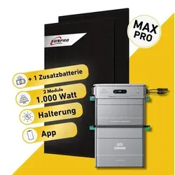 Watt Bifazial Komplettset für Balkonkraftwerk - Komplettset für die Solarstromerzeugung mit Sunpro Modulen und Zendure SolarFlow 800 Pro 2. Flexibel montierbar, energieeffizient und ideal für Haushalte, die ihren Strombedarf selbst decken möchten.