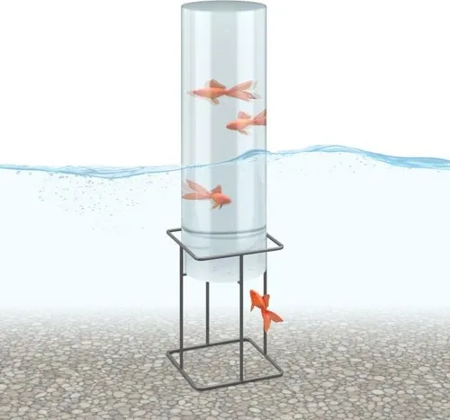 Fischsäule für Teichgarten, Acryl & Metall, Fische schwimmen über Wasseroberfläche, anpassbare Höhe
