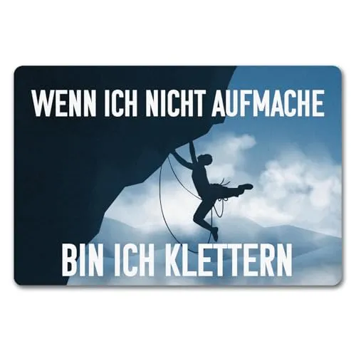 speecheese Wenn ich Nicht aufmache Bin ich Klettern Fußmatte 40x60 cm - Witzige Fußmatte für Bergsteiger mit Kletterer-Motiv in modernem Design. Ideal als Geschenk oder für dein Zuhause. Rutschfeste Gummiunterseite sorgt für Stabilität. Maße: 40x60 cm, hochwertige Farben und Druck.