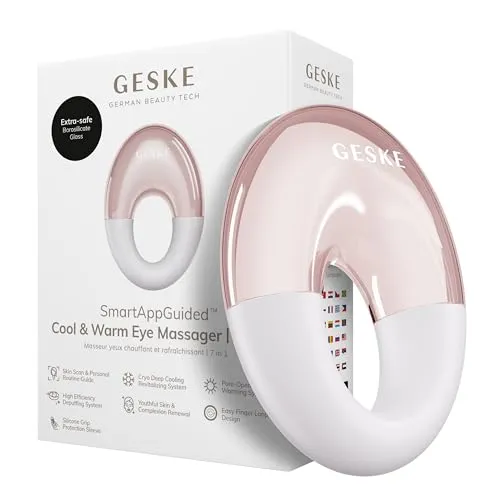 GESKE SmartAppGuided™ Cool & Warm Eye Massager | 7 in 1 | Massagegerät für die Augen | Batterielose Wärme- & Kühltechnologie | Gegen Augenringe & Tränensäcke | Anti-Aging | Profi-Hautpflege