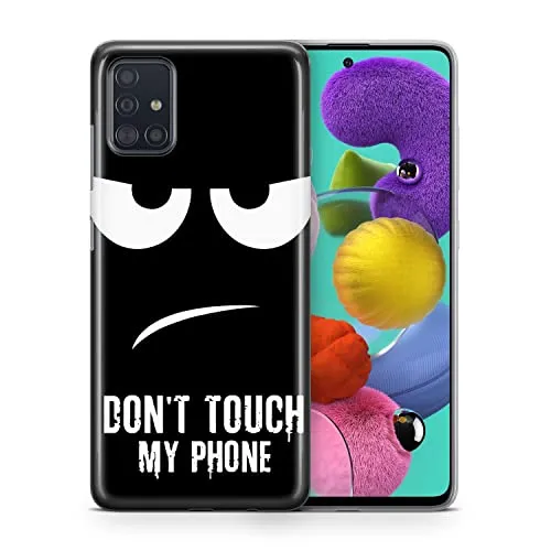 König Design Handyhülle kompatibel mit Samsung Galaxy A12 Silikon Case Hülle Sturzsichere Back-Cover Handyhülle Dont Touch My Phone Schwarz