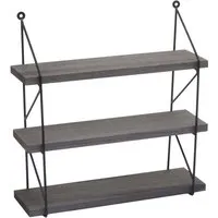 MCW Wandregal Grau aus Holz, 40x40x13 cm - Regal im Industriedesign mit 3 Regalböden aus massivem Paulownia-Holz und stabilem Eisen-Gestell. Ideal für moderne Wohnräume und einfache Wandmontage.
