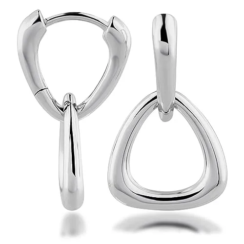 Schöner-SD 925 Silber Creolen Ohrhänger dreieckig - Elegante 925 Silber Creolen in Triangelform, rhodiniert für einen strahlenden Glanz, ideal für vielseitige Styles. Perfekt als Geschenk im Schmucketui.