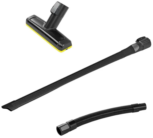 Kärcher Auto Zubehör Set - Ersatz-Düsen für die Geräte VC 4, VC 6 und VC 7, ideal für die gründliche Reinigung des Autoinnenraums mit breiter Polsterdüse und flexiblem Verlängerungsschlauch.