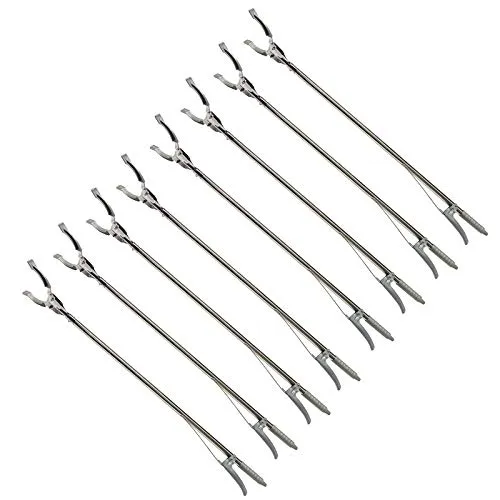 HAC24 Greifzange Müllzange - 8-tlg. Metall 90 cm für Rechts- und Linkshänder - Greifzangen für müheloses Einsammeln von Müll, ideal für umweltbewusste Nutzer. Robuste Metallkonstruktion sorgt für Langlebigkeit und einfache Handhabung.