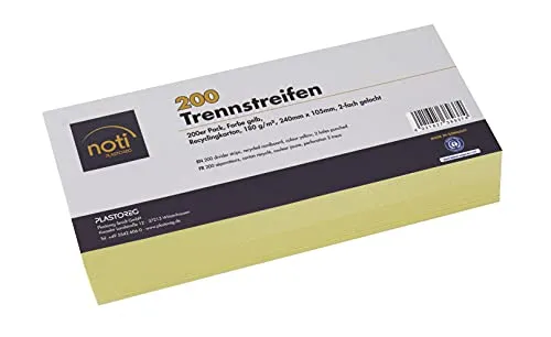 Trennstreifen in gelb, 24 x 10,5cm, gelocht, 180g/m² recycelter Karton, zum Sortieren von Dokumenten, bedruckbar 200
