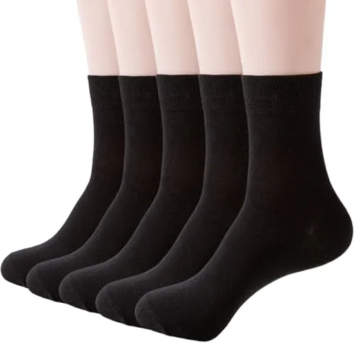 Wamicu 5 Paar Socken Damen Dünne Baumwolle Schwarz Damensocken