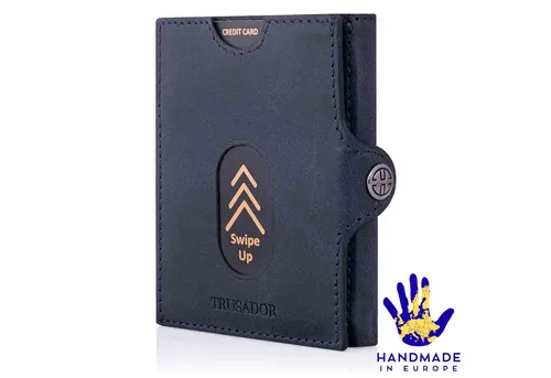 Trusador Mini Geldbörse 'Valencia' - Unisex Slim Wallet - Mini-Geldbörsen: Handgefertigte Slim Wallet aus Vollnarbenleder mit RFID Schutz, ideal für bis zu 12 Karten und 15 Geldscheine, besonders dünn und praktisch.