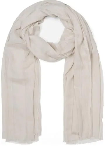 styleBREAKER Damen Schal Leicht & Transparent mit kurzen Fransen | Einfarbiges Halstuch für Frühling und Sommer | Weiches großes Schultertuch 188 x 100 cm, Farbe:Beige