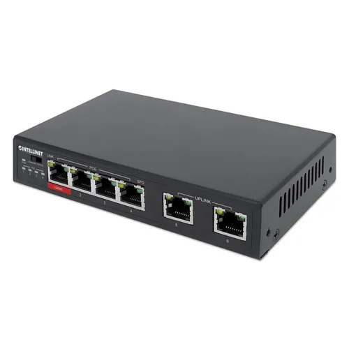 Intellinet Switch mit PoE+ und Hi-PoE - Switches - Kompakter Desktop-Switch mit 3 PoE+ Ports und 65 W Leistung, ideal für die Stromversorgung von IP-Geräten.