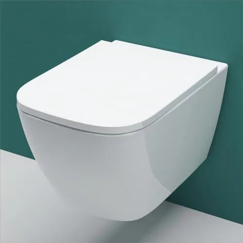 AICA Wand WC spülrandlos Hänge WC mit Lotus Effekt Soft Close Toilette Einfach Abzunehmender Sitz Weiß Square Modernität丨345